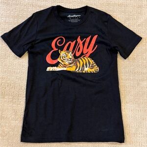 Black Graphic Tee with Easy Tiger Print